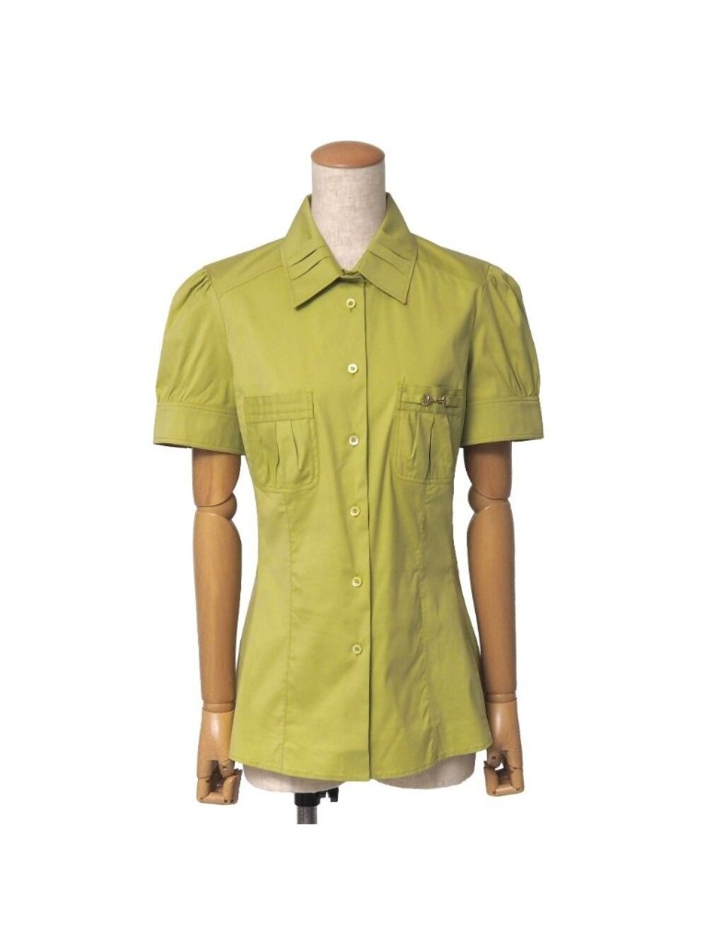 Gucci Blouse Horsebit Stretch Short Sleeve Shirt Gathered